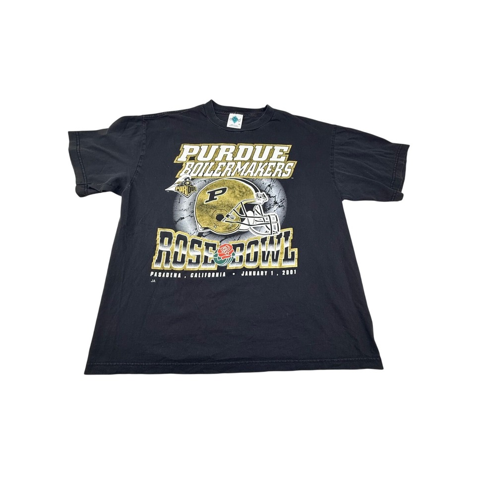Vintage Purdue Boilermakers 2001 Rose Bowl T-Shirt Mens XL Black Team Champ NCAA - Picture 1 of 7
